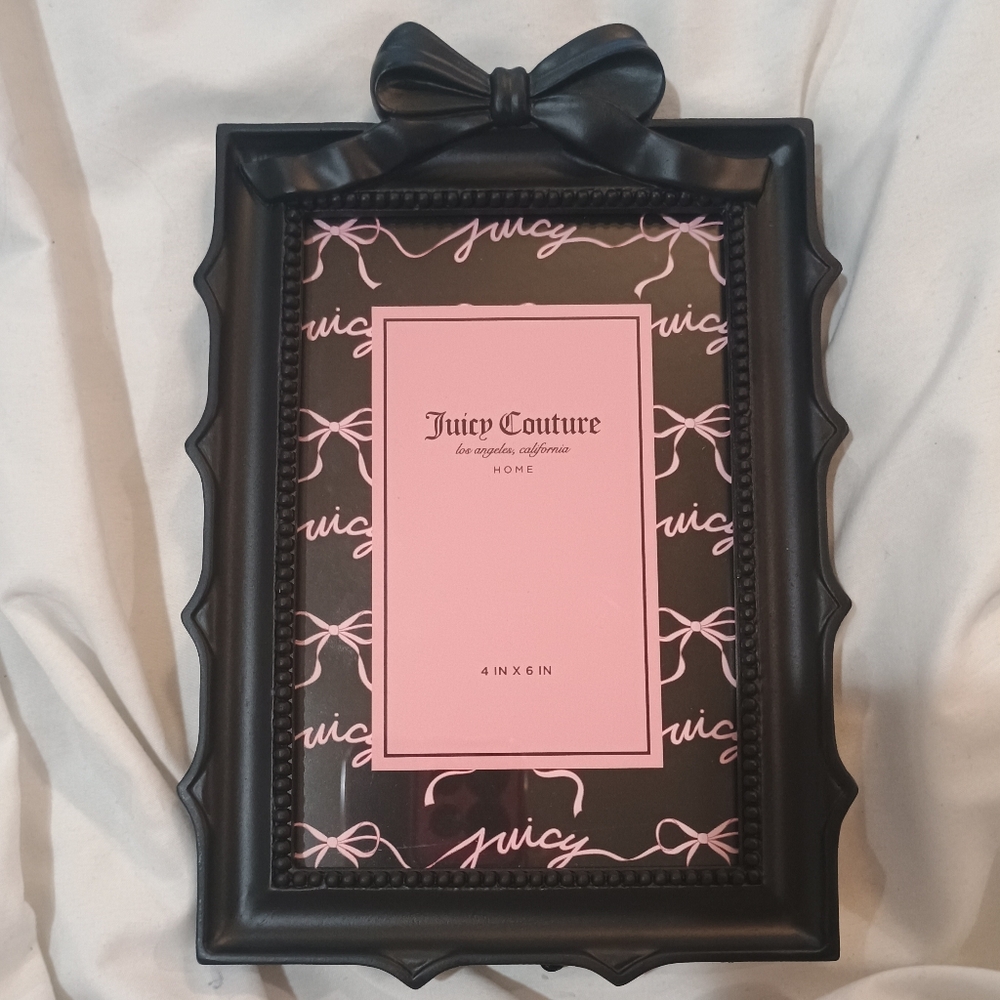 New {Juicy Couture} Elegant Black Bow Picture Frame Size 4x6 - Picture 1 of 3